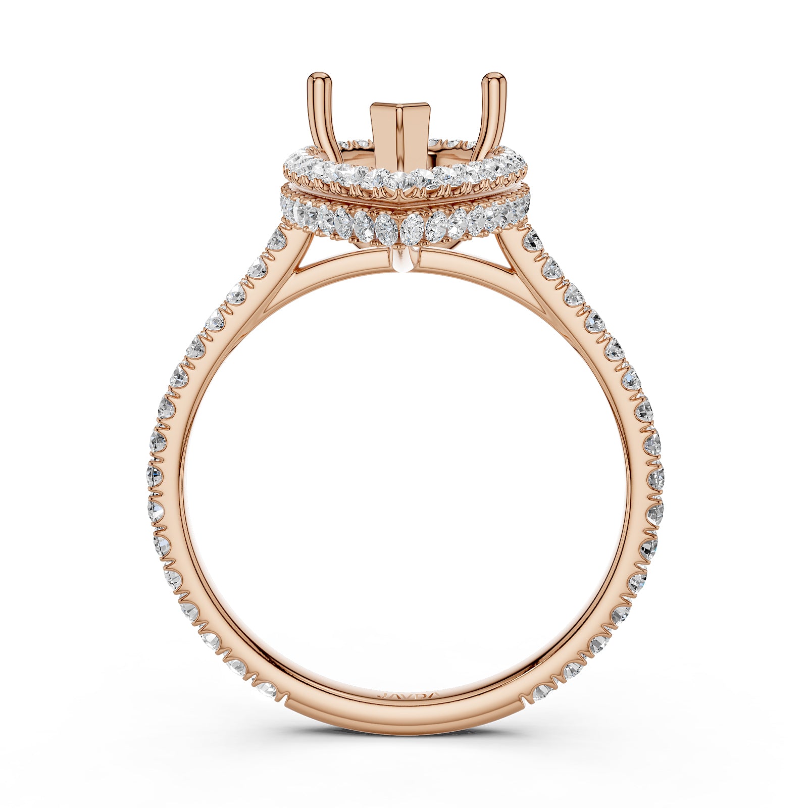 Double Halo Semi Mount Lab Grown Diamond Engagement Ring 0.53 Ct.